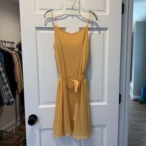 Elegant Yellow Spaghetti Strap Dress